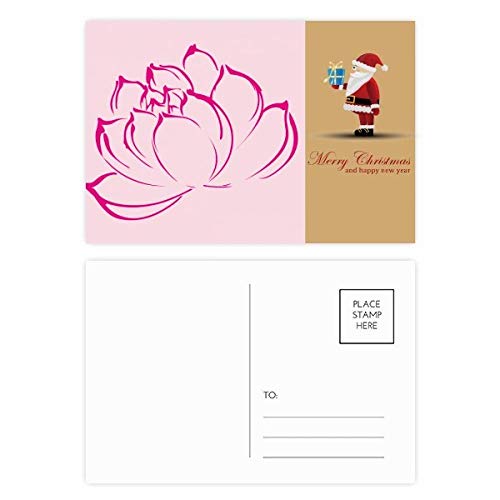 Lot de 20 cartes postales fleur de lotus Père Noël illustration premium