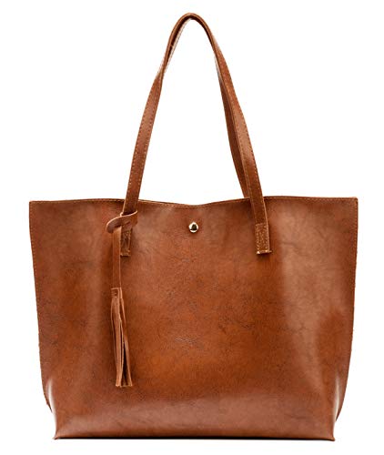 Image of Women Tote Bags Top Handle Satchel Handbags PU Faux Leather Tote Bag with Tassel Shoulder Purse