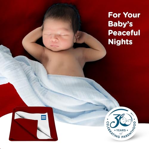 Image of Mee Mee Instadry Anti-Piling Fleece Extra Absorbent, Cotton Bed Protector Mattress, Reusable Waterproof Quick Dry Cot Sheet for Toddler Infant, Made Form Skin Friendly, 0 to 9 Month, 50x70cm (Marron)