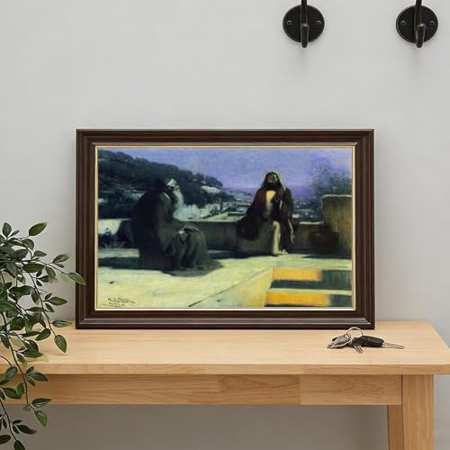 Tableau Henry Ossawa Tanner Nicodemus Visiting Jesus impression toile 61x91cm - 7