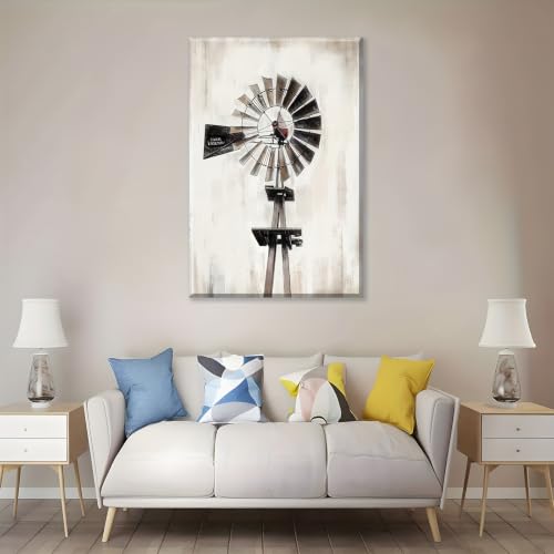 Tableau moulin à vent style industriel rustique CWZBFEH 55x75 cm - 2