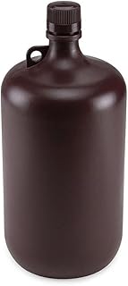 Large Narrow Mouth Bottle Amber Polypropylene with PP Screw Cap, 4 Liter