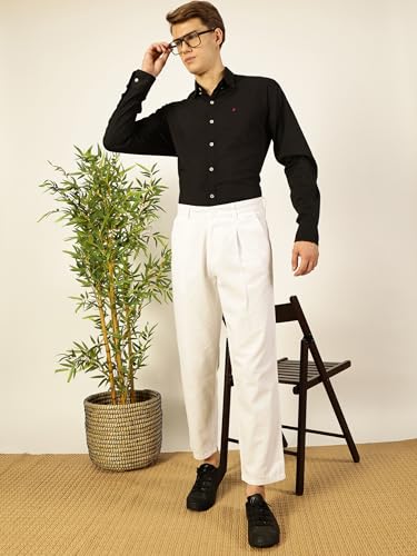 Image of Thomas Scott Men's | Solid | Light Weight | Breathable Fabric | 4 Pocket | Mid Rise | Relaxed Fit | 100% Cotton | Button Waist | Chino Trouser | Pants