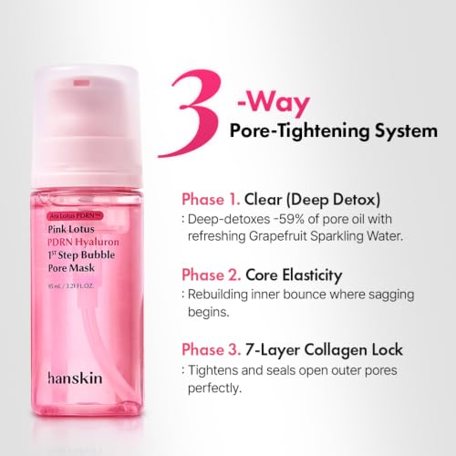 Image of Hanskin PDRN Micro Bubble Pore Mask, Pink Lotus PDRN Mask, 3.21 fl oz | 3-Second Foaming Formula, Micro Bubble Foam Mask, Pink Lotus PDRN, Pore Care, Sebum Control, 7-Layer Collagen, Hydrating