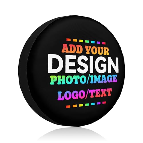 Image of Custom Spare Tire Cover Design Your Photo Text Business Logo 17 Inch | Polyester,Protectors Tire Cover,Waterproof,Dust-Proof,Universal,Fit for RV Jeep SUV Motor Travel Camper Tires