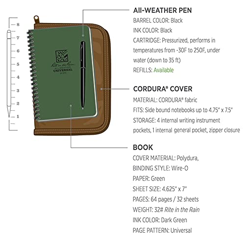 Bloc-notes imperméable avec stylo résistant aux intempéries et étui Cordura - 6