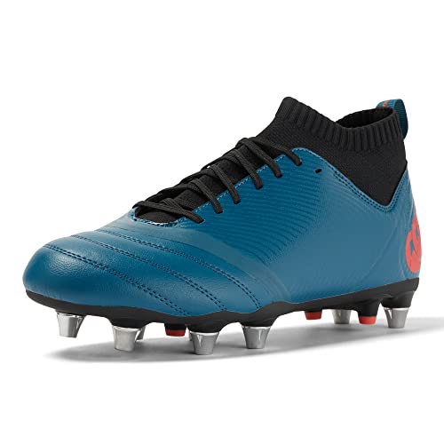 Canterbury Stampede Pro Soft Ground, Bottes de Rugby Mixte, Deep Ocean Blue Black Oxy Fire Red, 43 EU