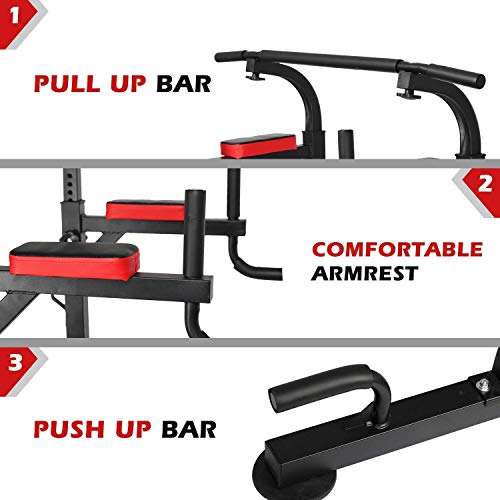 KAC Power Tower with Weight Bench, Adjustable Dip Station, Pull Up Bar for Home Gym Strength Training Workout Equipment