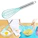 Webake 8 Inch and 10 Inch Silicone Whisk Set of 4, Egg Beater Whisk Balloon Egg Sauce Whisk with 6 Wires, French Whisk Stainless Steel Mini Silicone Whisk for Nonstick Cookware,Solid Color