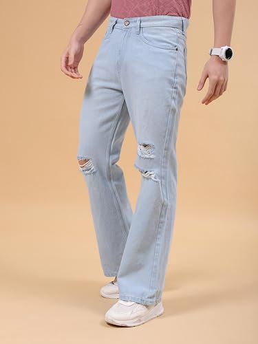 Image of The Indian Garage Co Men Bootcut Loose Fit Solid Mid-Rise Jeans