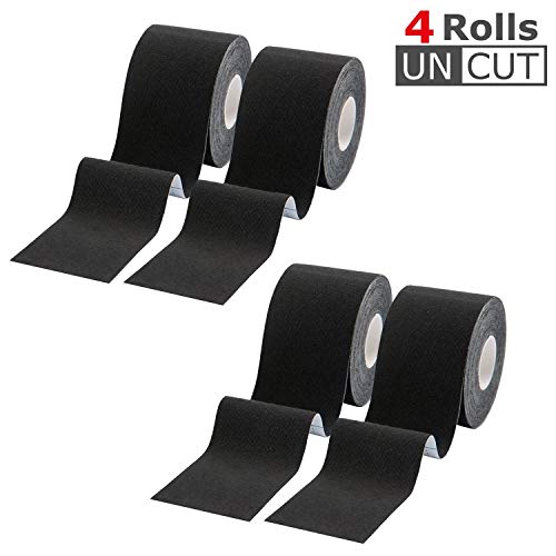 Yoloho Kinesiology Tape 4 Rolls, Elastic Therapeutic Sports Tape for Shoulder, Knee, Elbow