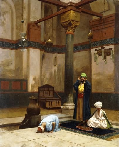PSVDCTOO Famosa Pared Lienzo Arte Pintura Imagen Tre persone che pregano nell'angolo di Jean Leon Gerome para Oficina Decorativos 60x90cm