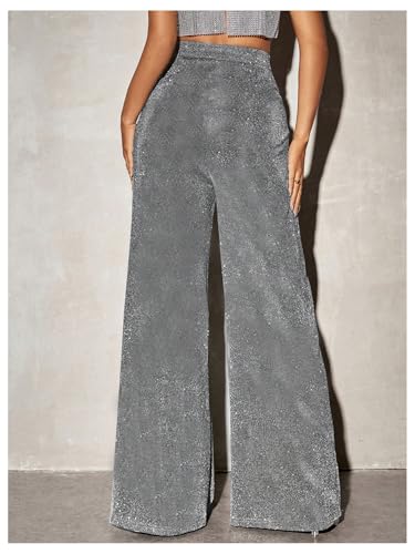 Floerns Women's Glitter High Waisted Wide Leg Pants Party Nightout Palazzo Trousers2