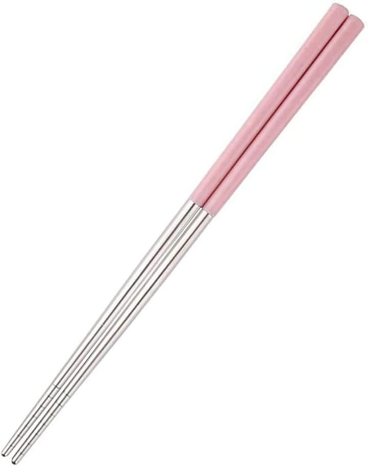 AIMERS Stainless Steel Reusable Multicolor Lightweight 304 Metal Chopsticks Gift Set 1 Pair (Pink)