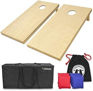 GoSports Solid Wood Premium Cornhole Set - Choose Between 4'x2' or 3'x2' Game