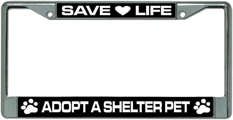 Adopt A Shelter Pet Chrome License Plate Frame
