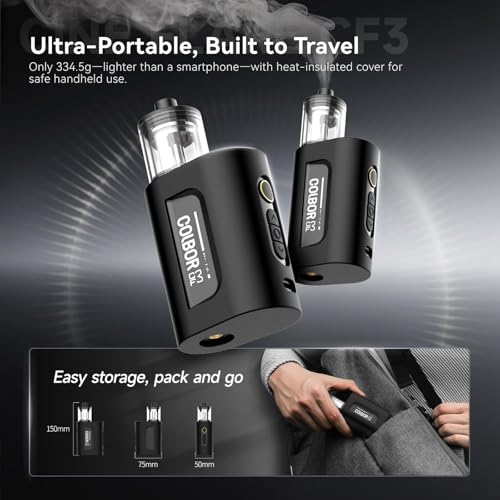 Image of COLBOR CF3 Fog Machine 30W Portable Fog Machine Mini Fogger for Photography with 60 Tilt-Protection for Outdoor Party Cosplay Halloween Rechargeable Smoke Machine Fog