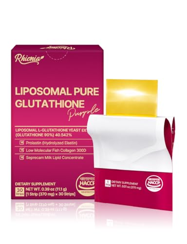 Rhionia Liposomal Pure Glutathione Film Strips 370mg X 30 / 150mg Glutathione Supplement 90% Purity Melt-in-Mouth Format