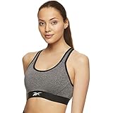 Reebok Women's Strappy Longline Sports Bra - Racerback High Impact Bralette w/Removable Cups - Grey Heather Challenger, Small