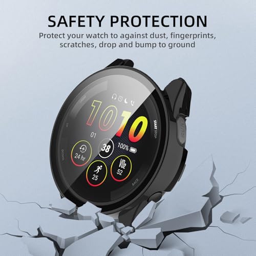 Image of Case Compatible with Garmin Forerunner 265, Hard PC Case with Tempered Glass Screen Protector, All-Round Protection, Scratch-Resistant and Shock-Absorbing Protective Case for Garmin Forerunner