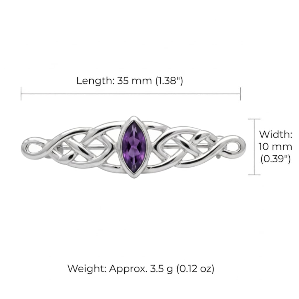 Alexander Castle Broche Celtique en Argent Sterling 925 pour Femme - Broche Dames avec Zircon Cubique Violet et Coffret Cadeau Bijoux - 35mm