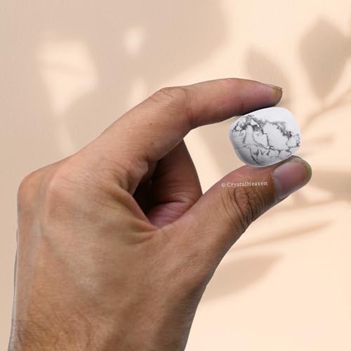 Image of Certified Howlite Crystal Healing Tumbled Stone, Natural Polished Crystals for DIY Crafts, Manifestation, Meditation, Pooja Feng Shui and Reiki Healing (30 Grams)