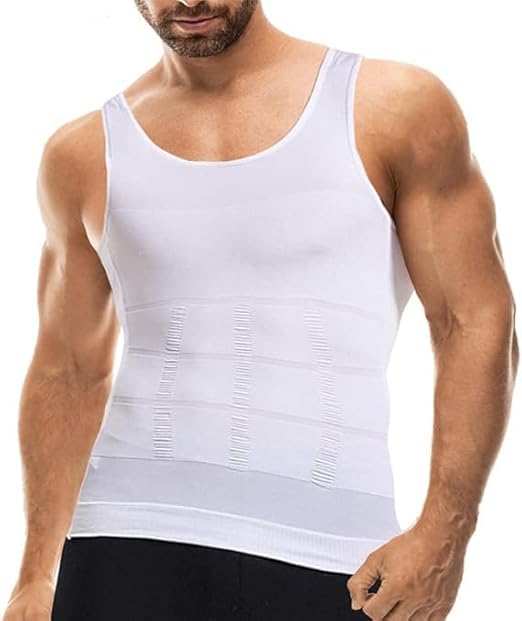 gharcart Men’s Slimming Body Shaper Vest Shirt – Compression Undershirt for Tummy Control & Posture Support(White)-picture-36