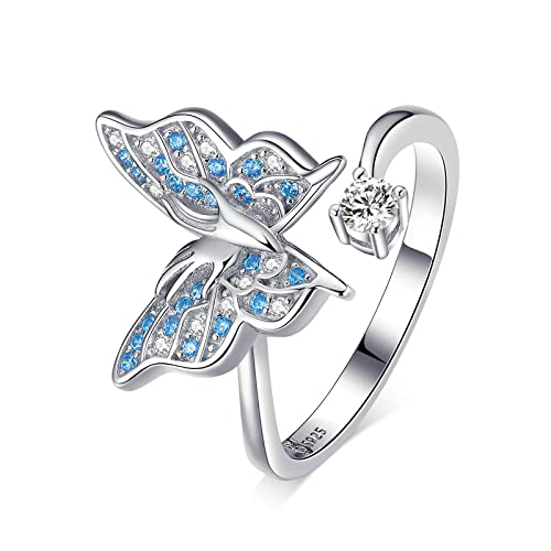 Bague papillon bleue réglable : le cadeau de fiançailles idéal