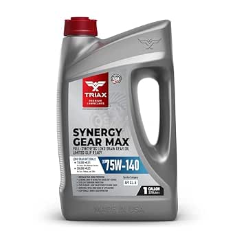 TRIAX Synergy Gear MAX 75W-140 GL-5, PAO Synthetic Long-Drain Axle, Differential Extreme Pressure Oil, Limited Slip Ready, 750,000 Mile Rating on Highway (1 Gal)