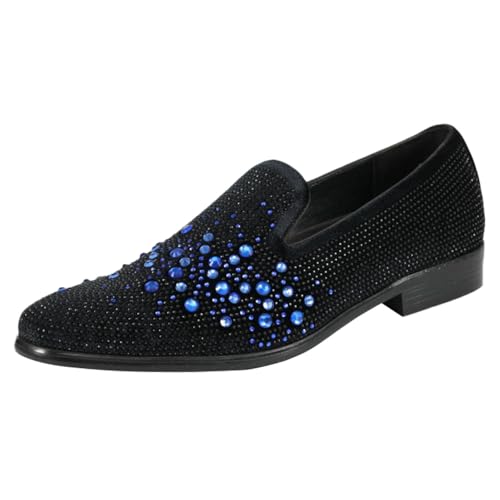 Image of Amali Men's Embellished Velvet Tuxedo Loafers, Smoking Slippers