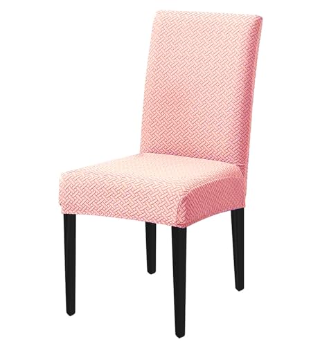 Image of House of Quirk Elastic Jacquard Chair Cover Stretch Removable Washable Short Dining Chair Cover Protector Seat Slipcover (Pack of 1, Pink)