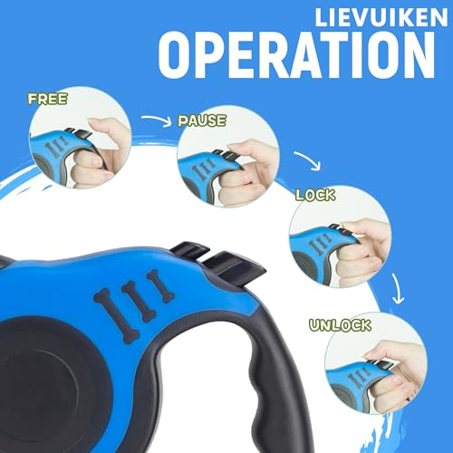 Retractable Dog Leash Automatic Telescopic Tractor Dog Tape, Pet Tape 10/16 FT Durable and Convenient, with Non-Slip Handle, Suitable for Small and Medium-Sized Dogs Blue - Image 6