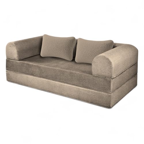 La Mejor Selección de Sofas Cama disponible en línea. 44 Naap Concept Sofá Cama Teddy Smooth | Diseño Convertible | Hecho 100% de Espuma | Comodidad y Versatilidad | 200x100x65 cm (Taupe)