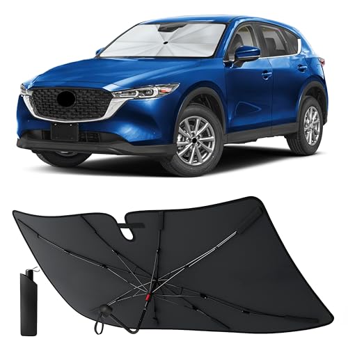 Image of EcoNour Foldable Windshield Sun Shade & Window Tint Fit for 2017-2024 2025 2026 Mazda CX-5 Sunshade, Front Car Window Shades Sun Visor, UV Protection, Heat Blocker, Car Accessories