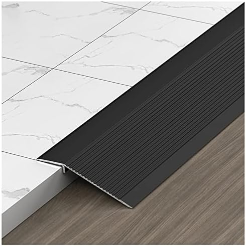 Black Aluminum Floor Transit Strip, 10cm x 90cm, Ideal Reducer for Doorway & Tile, Perfect for Wood to Carpet & Tile Flo, Uneven Floor Solut, & Stylish Ed.