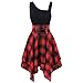 Produktbild EUCoo Langes Kleid, Bohème Chic, große Größe, Frauen, ohne Ärmel, offen, Schulter, Kreuzüberzug, Bedruckt, asymmetrisches Karo, einfarbig Gr. 40, rot