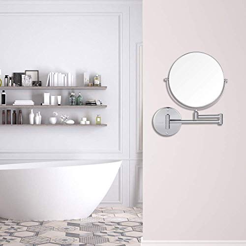 MRJ cosmeticaspiegel wandmontage normaal + 3-voudig 360° draaibaar van kristalglas, roestvrij staal en messing voor… - Afbeelding 8