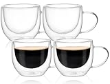 Moretoes 8oz Double Walled Glass Coffee Mugs, Clear Coffee Mug Set of 4, Insulated Clear Espresso Cups