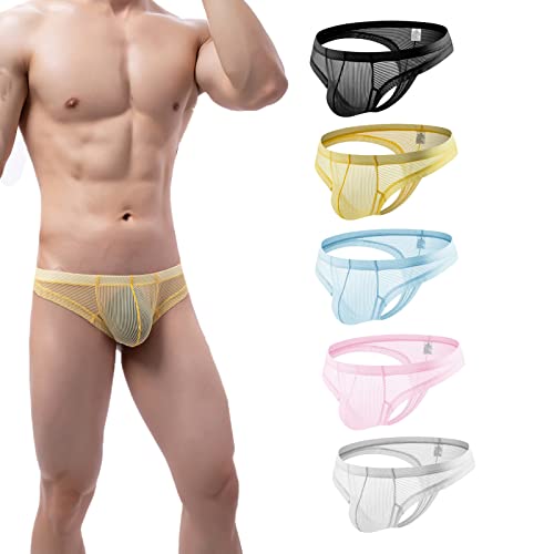 Men's Underwear Mesh Low Waist Underwear Men's Briefs Breathable Butt Lift Bikini3