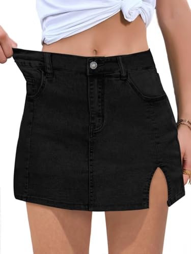 FEKOAFE 2025 Womens Casual Mid/High Waisted Denim Shorts Summer Stretchy Ripped Jean Shorts for Women