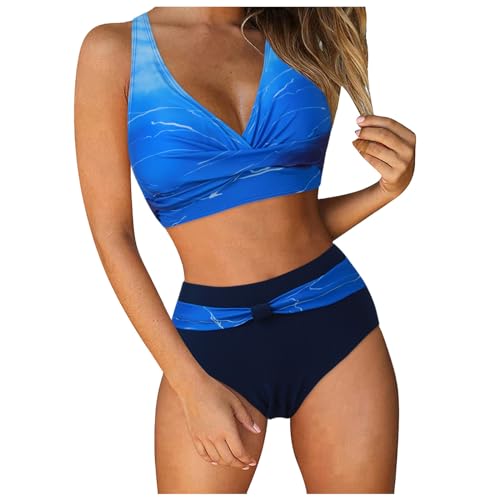 Trajes de playa sexy de dos piezas para mujer, bikini de tul bandeau con lazos, traje de baño de corte grande para mujer, bikini de dos piezas, trajes de baño con control de barriga, bikini de cintura