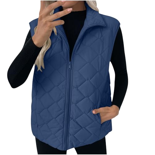 Puffer Vest Women Stand Collar Lightweight Zip Padded Gilet Quilted Down Jacket Winter Sleeveless Waistcoat4