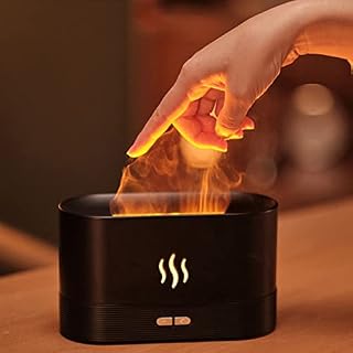 Flame Diffuser, Cool Mist Humidifiers with Flame Effect Night Light, Auto Shut-off, Super Quiet Flame Humidifier for Bedroom Small Room Office Travel (Black)