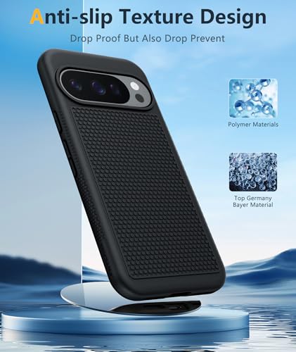 Image of FNTCASE for Google Pixel 10-Pro-XL Case: Pixel 9 Pro XL Shockproof Protective Lightweight Duty Cell Phone Cover Rugged with Non Slip Textured Back - Military Protection Bumper Tough, Black
