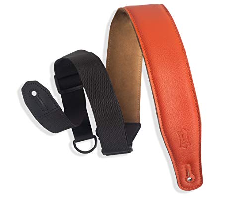 Levy's Leathers Right Height Guitar Strap With Ripchord Quick Adjustment Technology And Suede Backing; 2.5" Width Padded Garment Leather - Orange (Mrhgs-Org) #TOP5