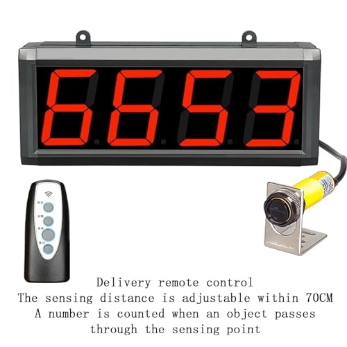 Licznik cyfrowy LED, 4-cyfrowy ekran, licznik taśmowy do 9999, automatyczna indukcja z pilotem, zasięg wykrywania 30/70 cm (70cm sensing distance)
