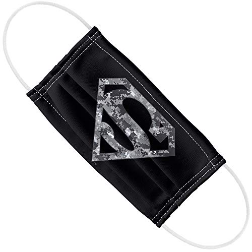 Superman Urban Camo Shield 1-Ply Reusable Face Mask Covering with Adjustable Nose Wire, Unisex