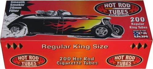 HOT Rod Cigarette Tubes Filters 20MM Kings 200CT Box 5 Boxes 1000 Tube Total (Full Regular, 20MM King)