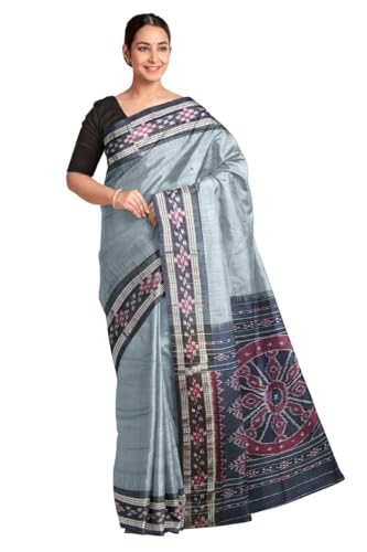 Image of COTTONSILK & KHANDUAPATA Odisha Sambalpuri Handloom Ikat Women Cotton Saree, Odisha Handloom Handmade Pure Cotton Khandua Saree, Ikkat Orissa Traditional Handloom Saree Without Blouse 430