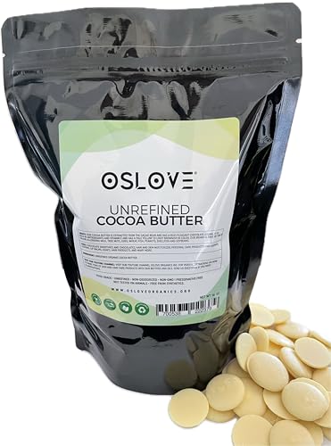 Organic Cocoa Butter 1 LB by Oslove Organics - FOOD GRADE, Raw, Non-Deodorized, Unrefined - For whipped body butter, lotion bars, scar & stretch marks | Delicous Home-made Chocolate | Allergen Free